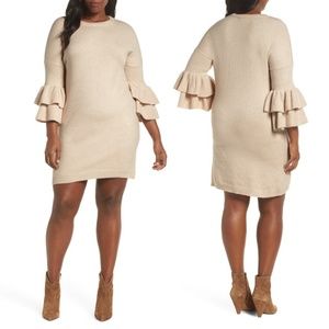 NWOT BB Dakota Ruffle Sleeve Sweater Dress Size L
